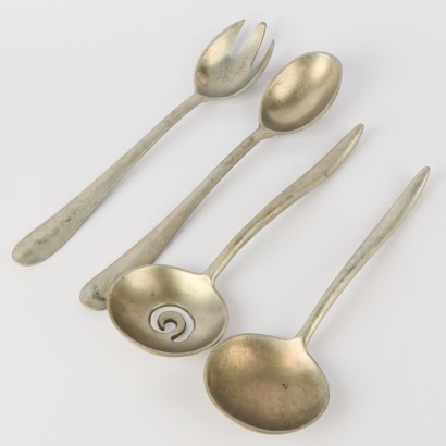 Two Pairs of Aluminium Salad Servers