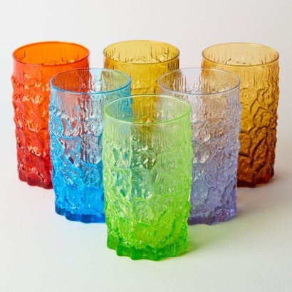 A Set of Six Coloured Retro Glasses