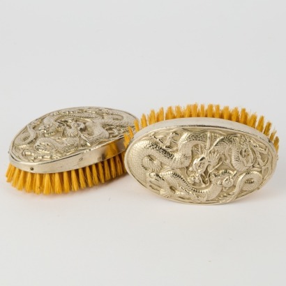 A Pair of Vintage Chinese Dragon Clothes Brushes