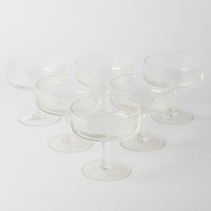 A Set of Six Etched Champagne Coupes