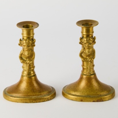 A Pair of Lincoln Imp Brass Candlesticks