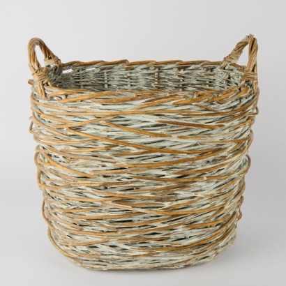 A Whitewashed Cane Basket