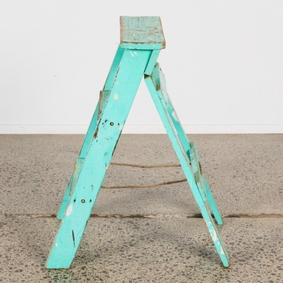 A Vintage Green Painted Wooden Step Ladder