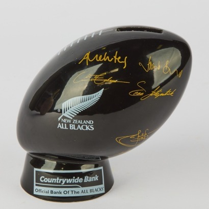 A 1995 Kermiko Pottery Ceramic All Blacks Money Box