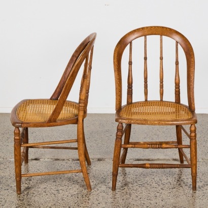 A Pair of French Oak Spindle Back Chairs