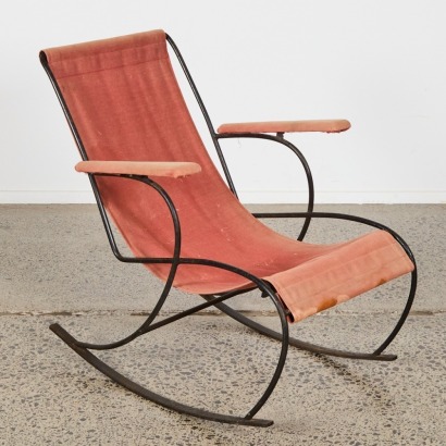 A French Wrought Iron Framed Rocking Chair c. 1950s