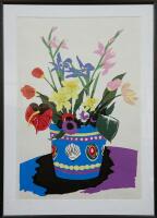 PAMELA WOLFE Spring Flowers with Blue Pot