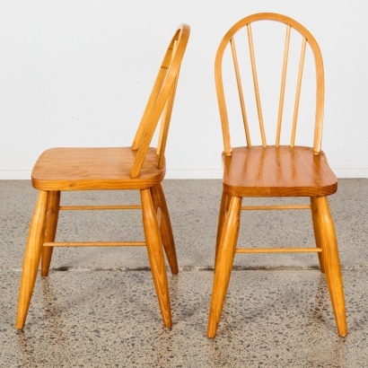 A Pair of Solid Wood Spindle Backed Chairs