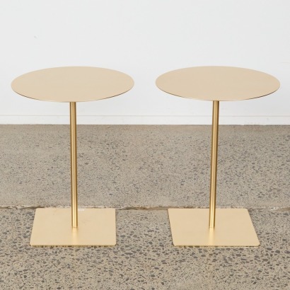 A Pair of Gold Coloured Metal Side Tables