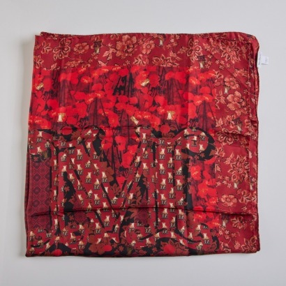 Max Mara, Red 100% Silk Scarf