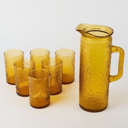 An Amber Glass Water Set