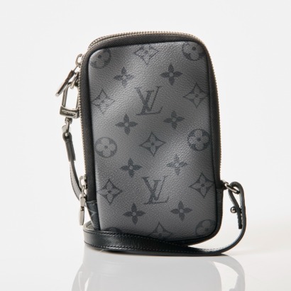 Louis Vuitton, Monogram Black / Grey Eclipse Phone Pouch