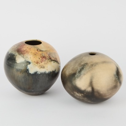 A Pair of Pit Fired Vases