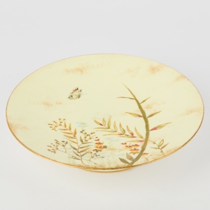 A 19th Century Minton Comport Handpainted With A Flying Butterfly Over A Floral Background