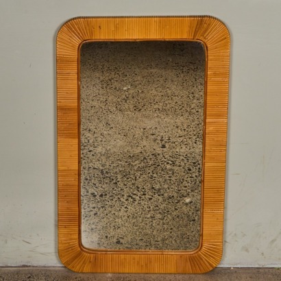 A Vintage Italian Rattan Framed Mirror