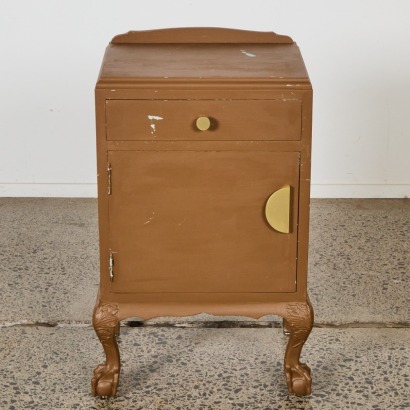 A Painted Claw Foot Vintage Bedside Table