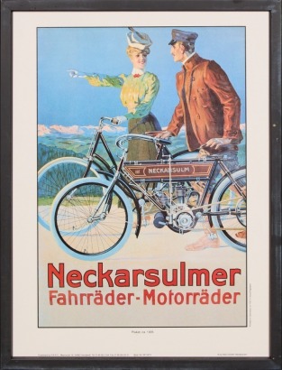 A Vintage Framed Neckarsulmer Bicycle Poster