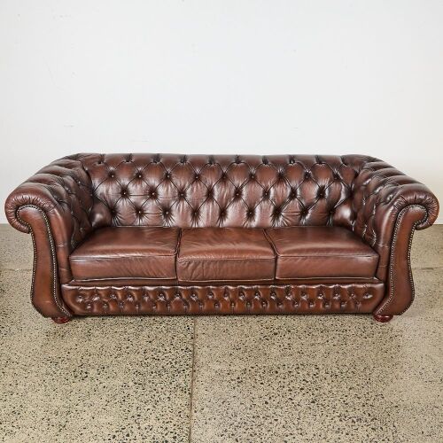 A Brown Leather Chesterfield Sofa