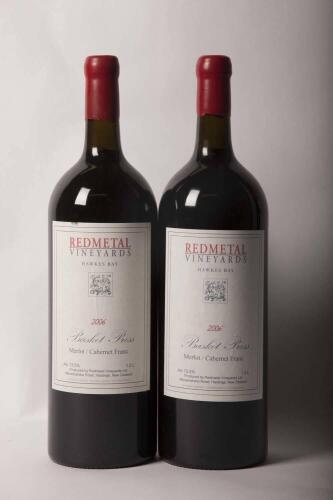 (2) 2006 Redmetal Basket Press Merlot/Cabernet Sauvignon 1500ml, Hawkes Bay