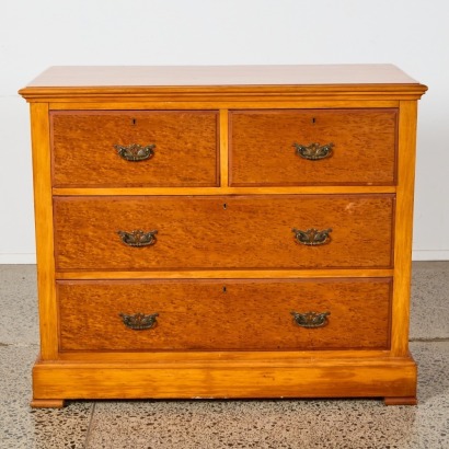 An Art Deco Blurred Kauri Four Drawer