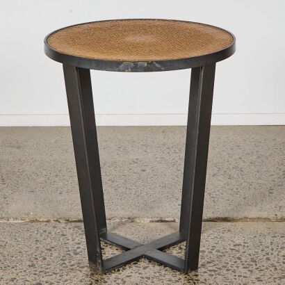 An Industrial Cane Top Side Table