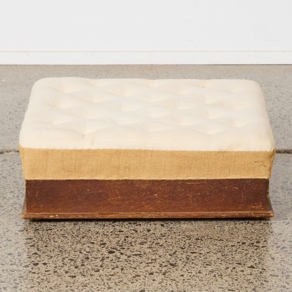 A Button Upholstered Oak Box Stool