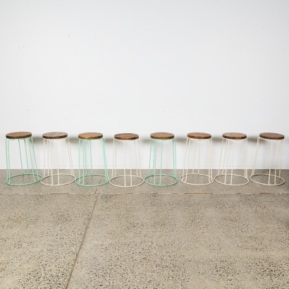 A Set of Eight Industrial Barstools