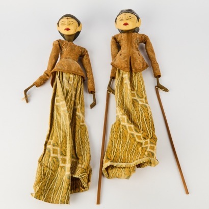 A Pair of Wayang Golek Rod Puppets