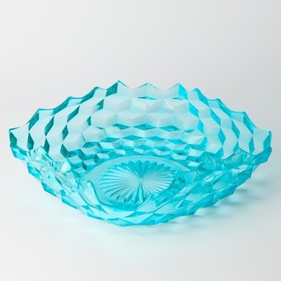 A Faceted Teal Glass Dish AF