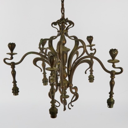 An Art Nouveau Five Arm Candelabra Chandelier