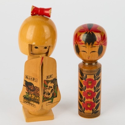 A Pair of Vintage Kokeshi Dolls