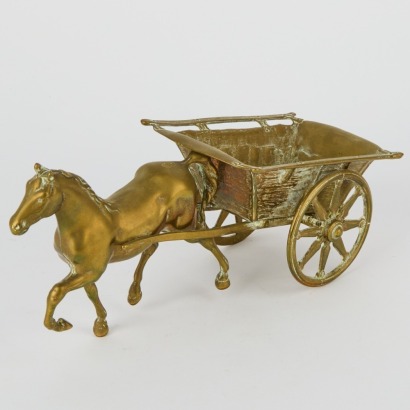 A Vintage Brass Horse and Cart Ornament