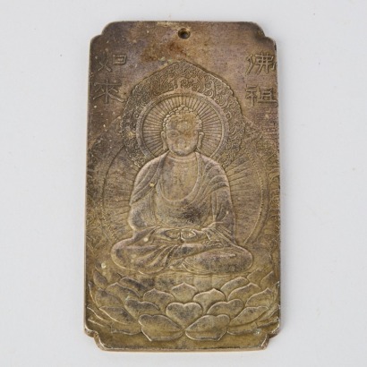 A Tibetan Silver Shakyamuni Buddha Statue Amulet Pendant