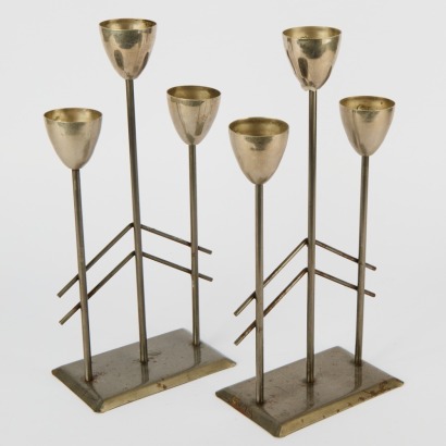 A Pair Of Minimal Metal Candle Holders