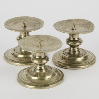 A Trio of Corso de Fiori Pewter Candleholders