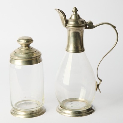 A Corso de Fiori Pewter and Glass Jug and Jar