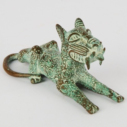 A 20th-Century Bronze Verdigris Benin Leopard