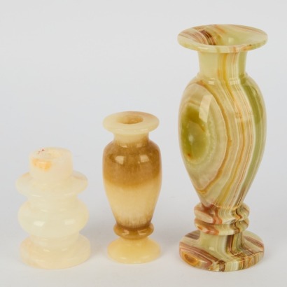 A Trio Of Onyx Vases/Candleholders