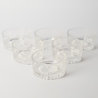 A Set Of Six Mid-Century Crystal Alaska Bowls Made In Italy