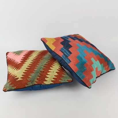 A Pair Of Turish Kilm Cushions