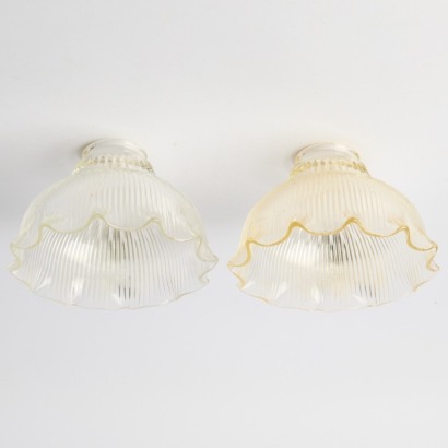 A Pair Of French Fluted Glass Light Shades