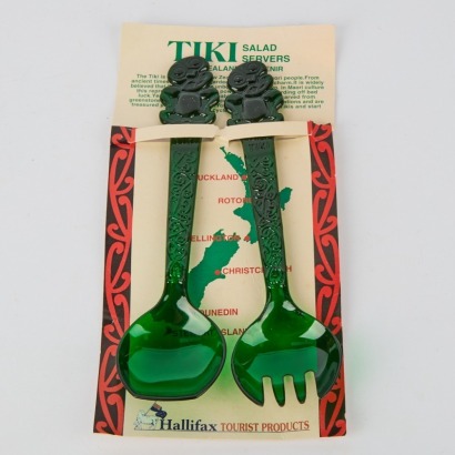 A Set of Retro Tiki Salad Servers