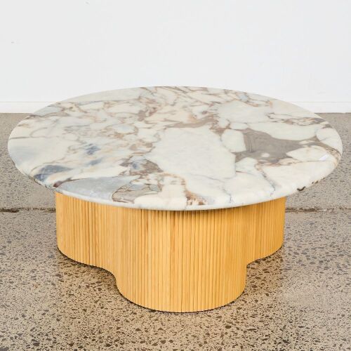 A Soren Liv Artie Wave Ripple Marble Topped Table