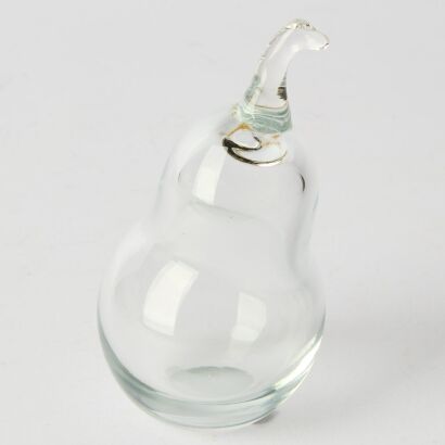 A Vintage Sweadish Pear Paperweight Full Lead Crystal Handblown Glass