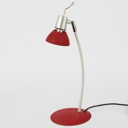 A Postmodern Red Enamel And Aluminium Task Lamp