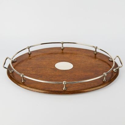 An Antique Oak Gallery Drinks Tray