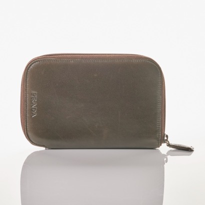 Prada, Brown Leather Passport Wallet with Box