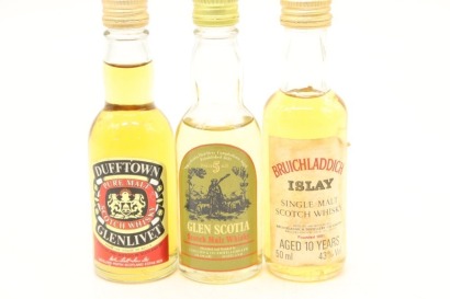 (1) Glenlivet, Glen Scotia 5 & Bruichladdich 10 Single Malt Scotch Whisky Miniatures, 3 Bottles Sold as One Lot