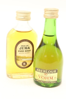 (1) Isle of Jura 8 & Aberlour V.O.H.M 10 Single Malt Scotch Whisky Miniatures, 2 Bottles Sold as One Lot