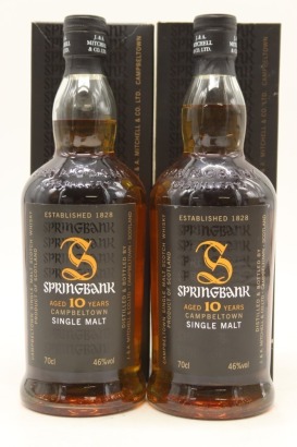 (2) Springbank 10 Year Old Single Malt Scotch Whisky, Campbeltown, 46% ABV (Bottled between 2008-2017) (GB)